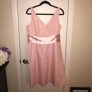 J. Crew light pink cotton dress with satin belt